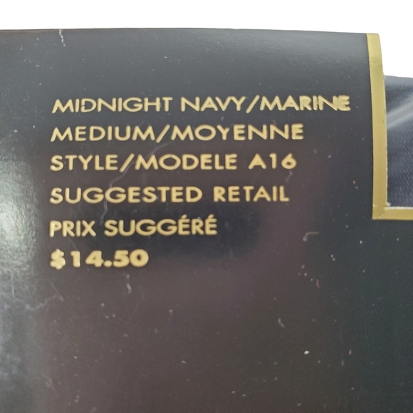 DONNA KARAN Pantyhose Essential Toners Sheer Satin A16 Midnight Navy Sz M NWT - Picture 3 of 3